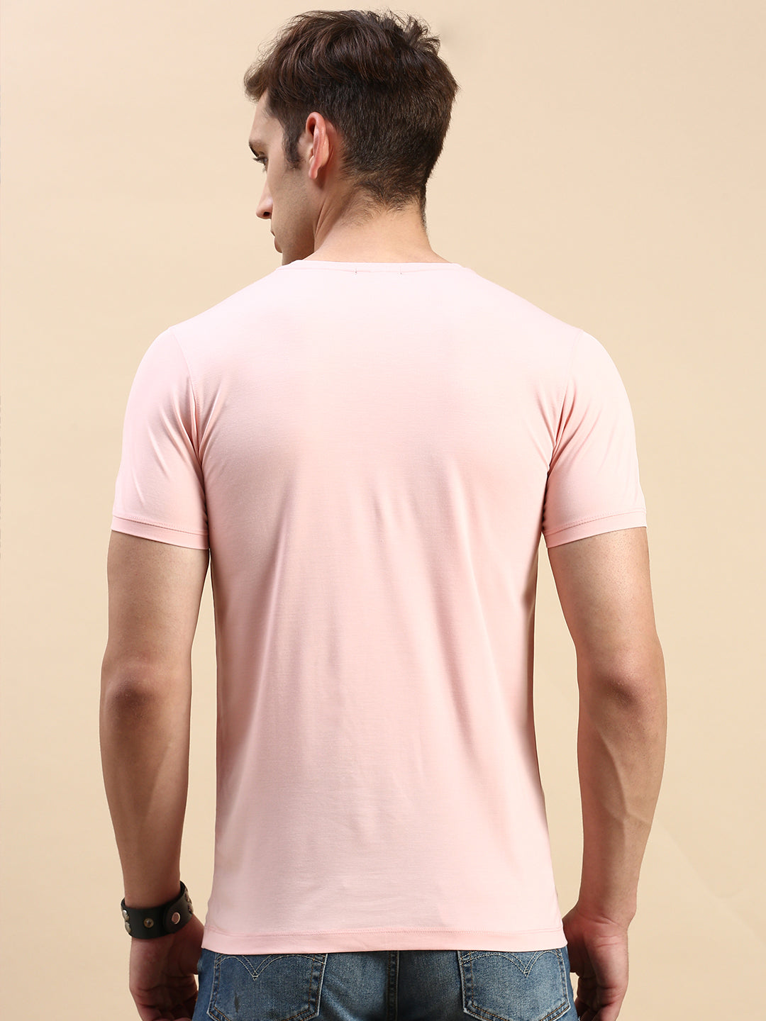 Men Pink Printed T Shirt