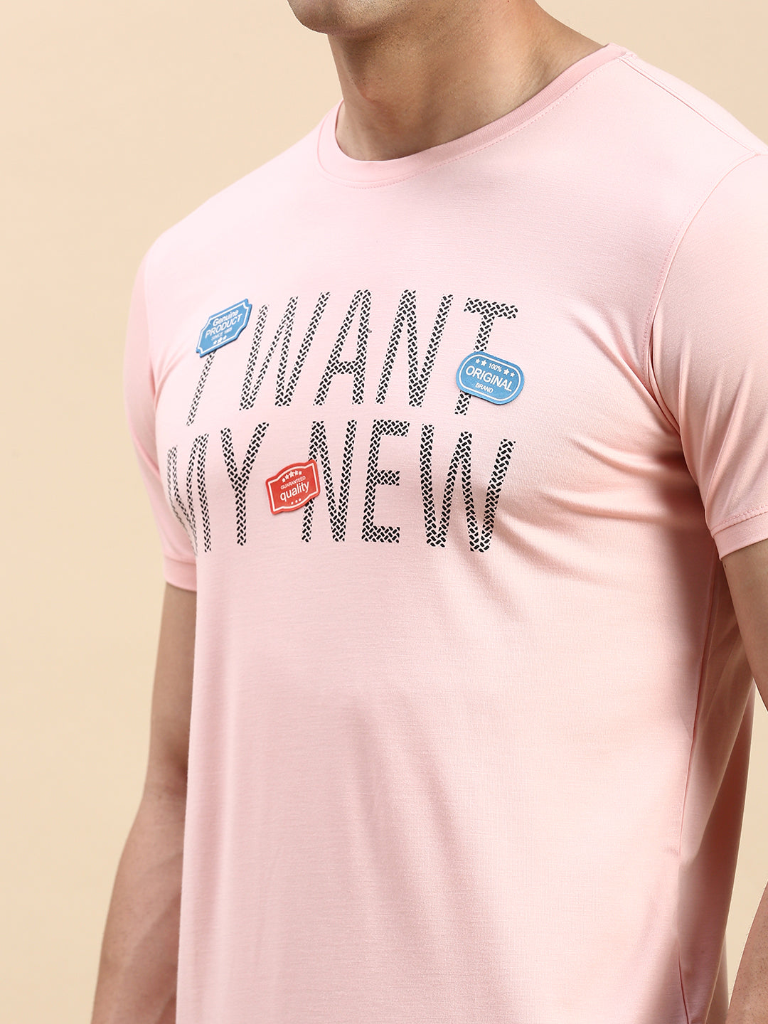 Men Pink Printed T Shirt