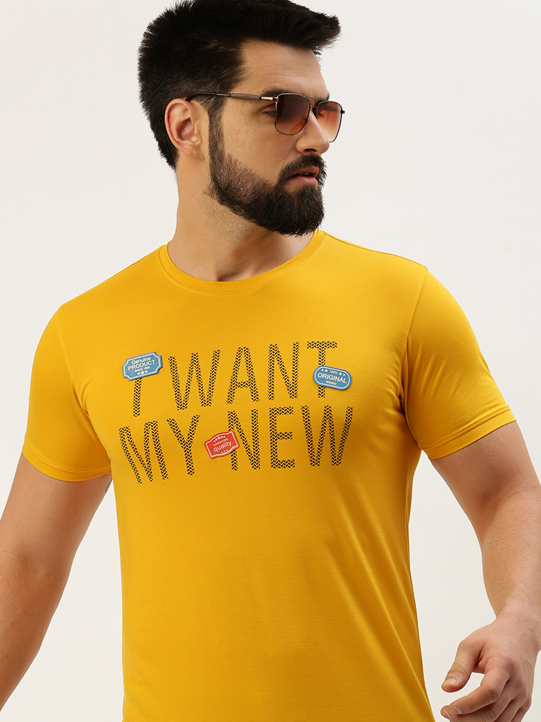 Men Yellow Printed T Shirt