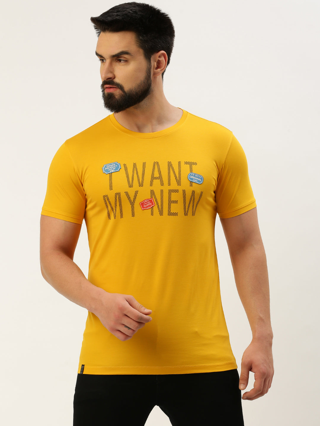 Men Yellow Printed T Shirt