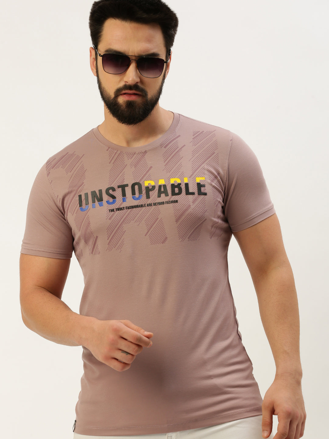 Men Mauve Printed T Shirt