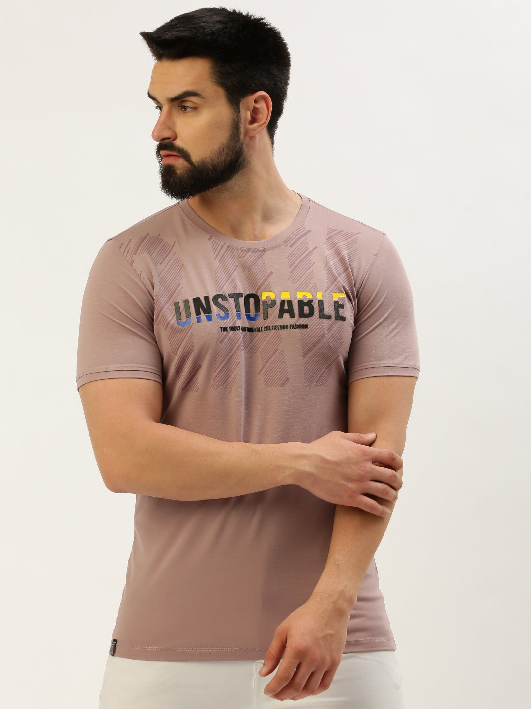 Men Mauve Printed T Shirt