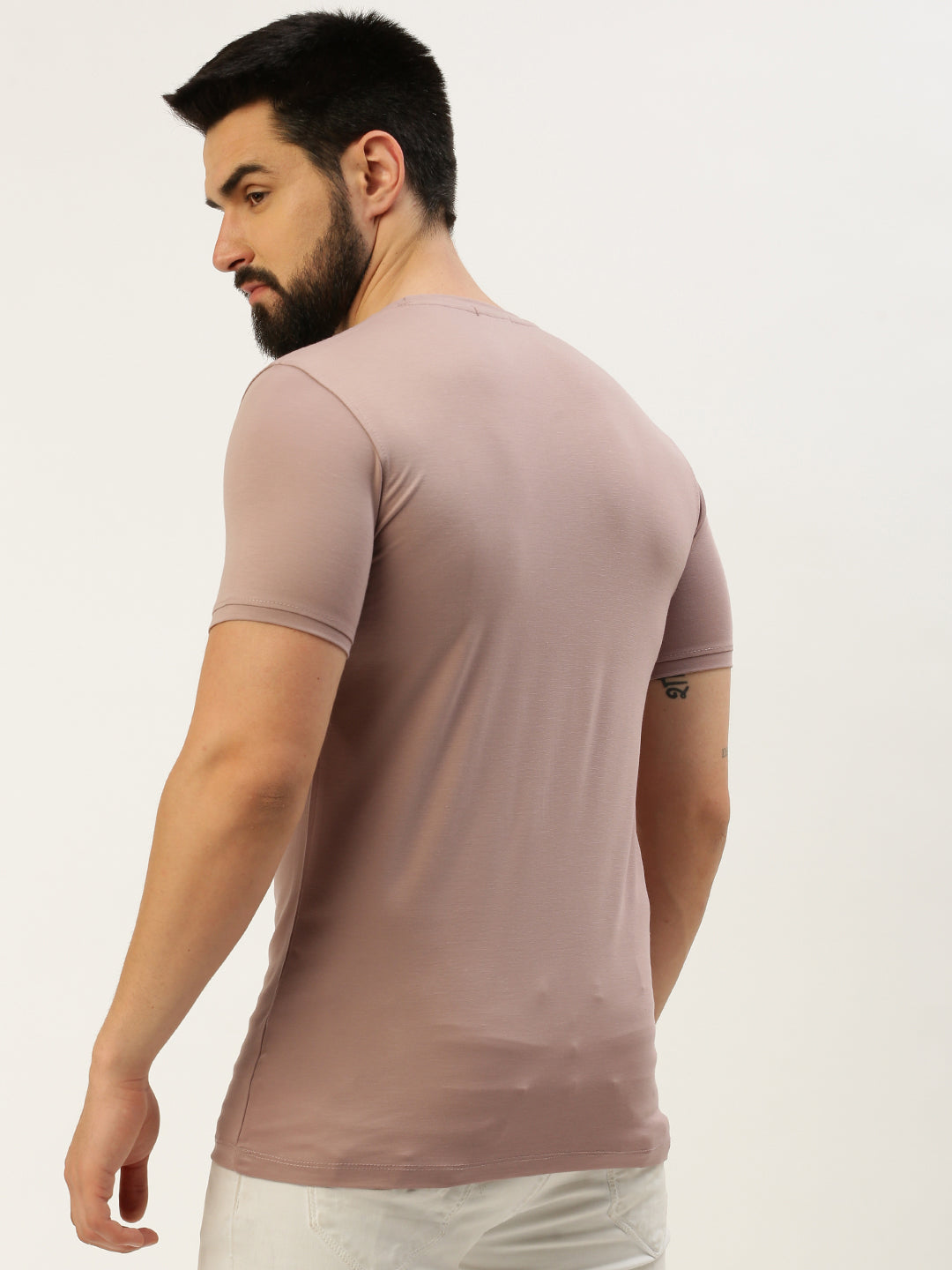 Men Mauve Printed T Shirt