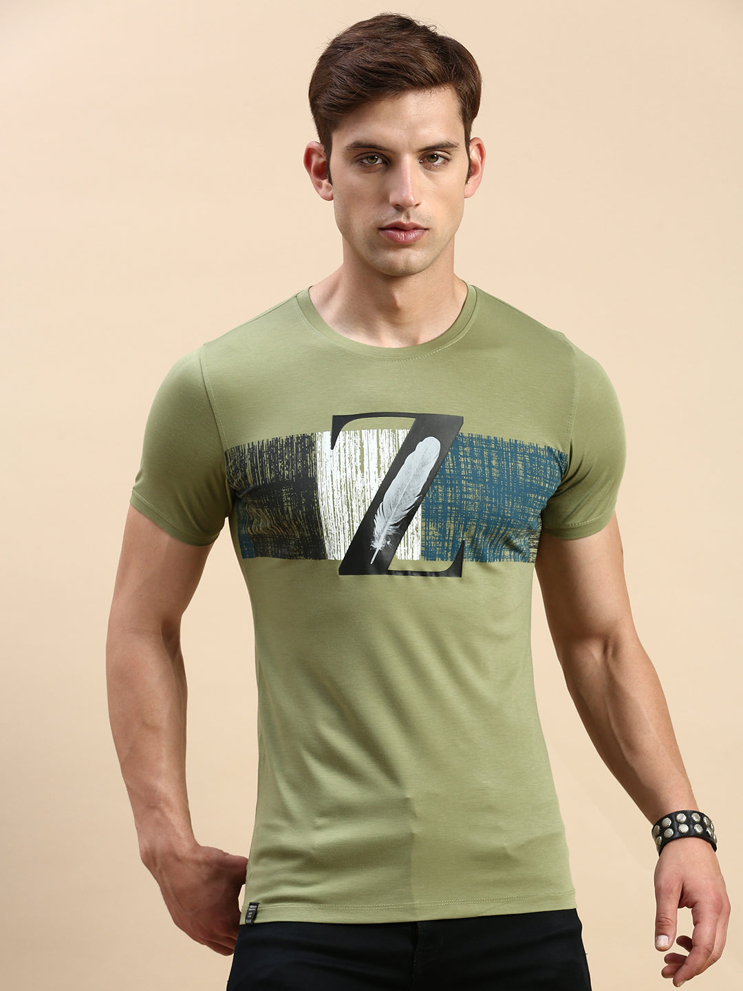 Men Green Printed T Shirt