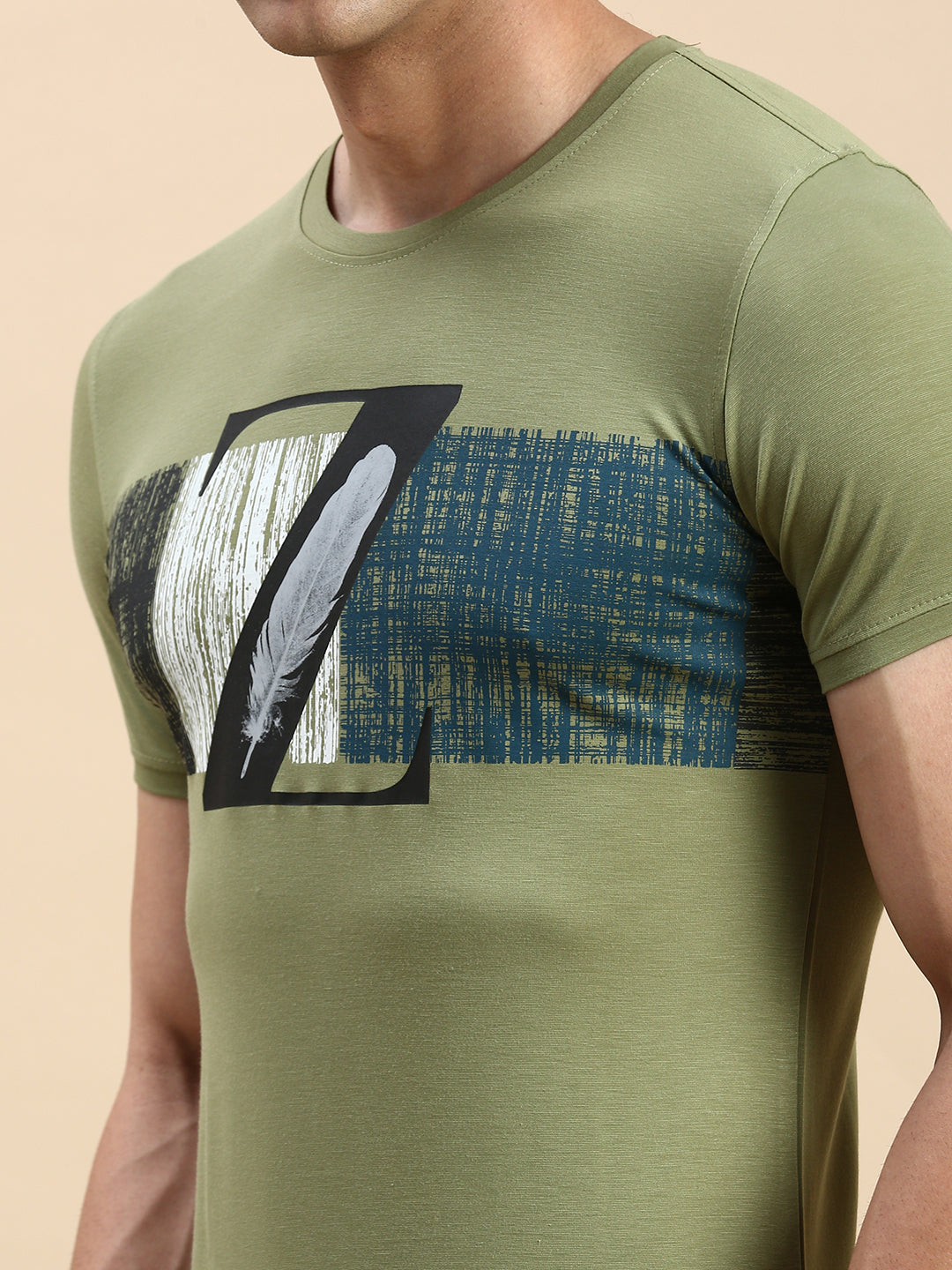 Men Green Printed T Shirt