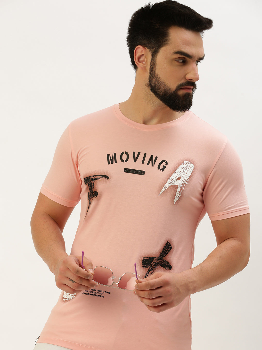 Men Pink Printed T Shirt