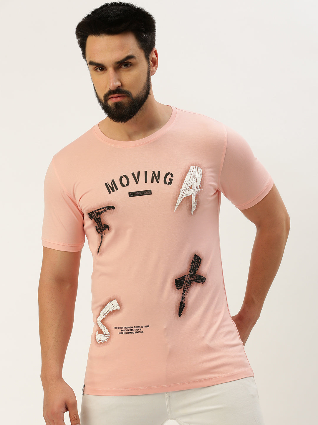 Men Pink Printed T Shirt