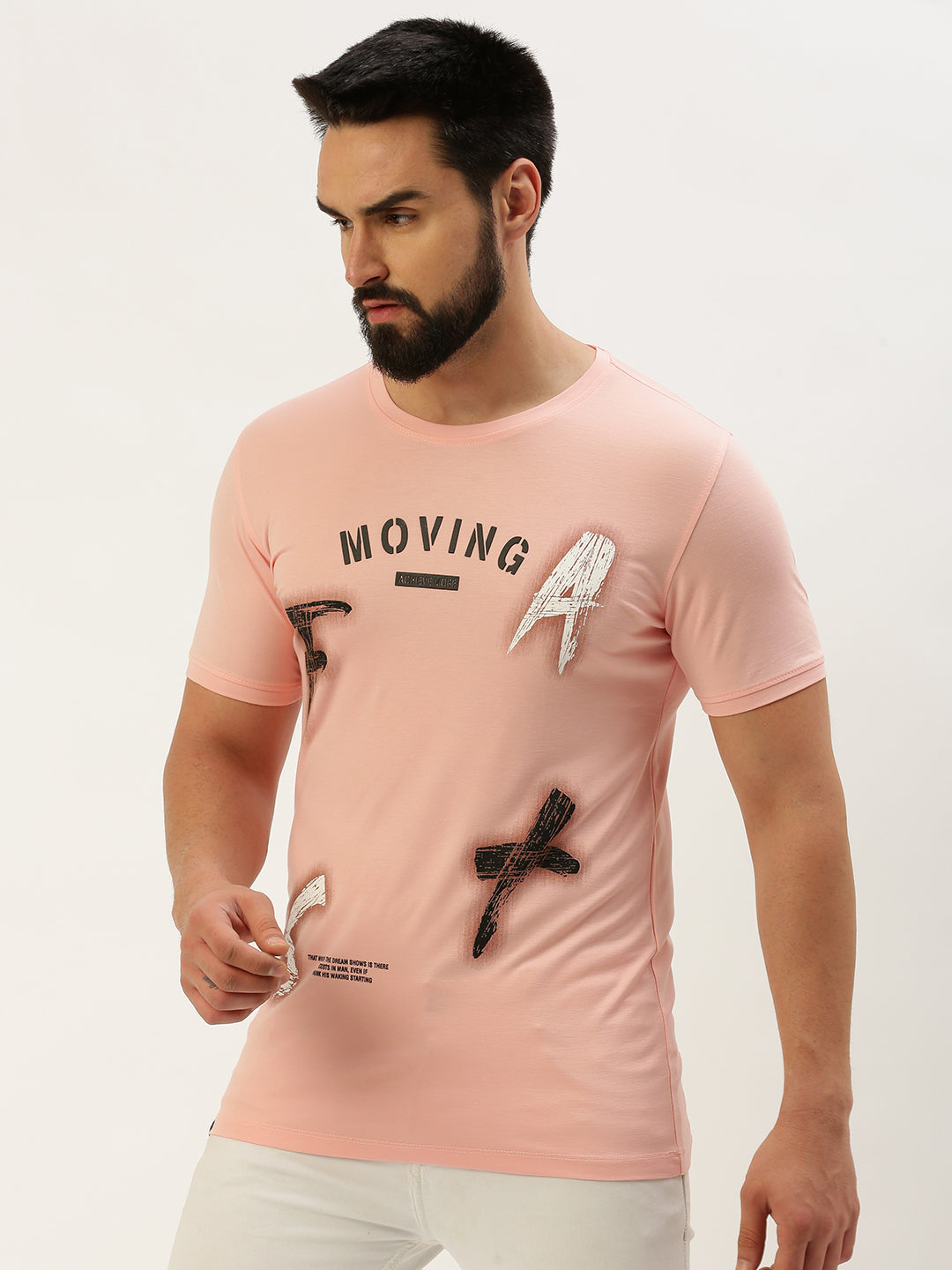 Men Pink Printed T Shirt