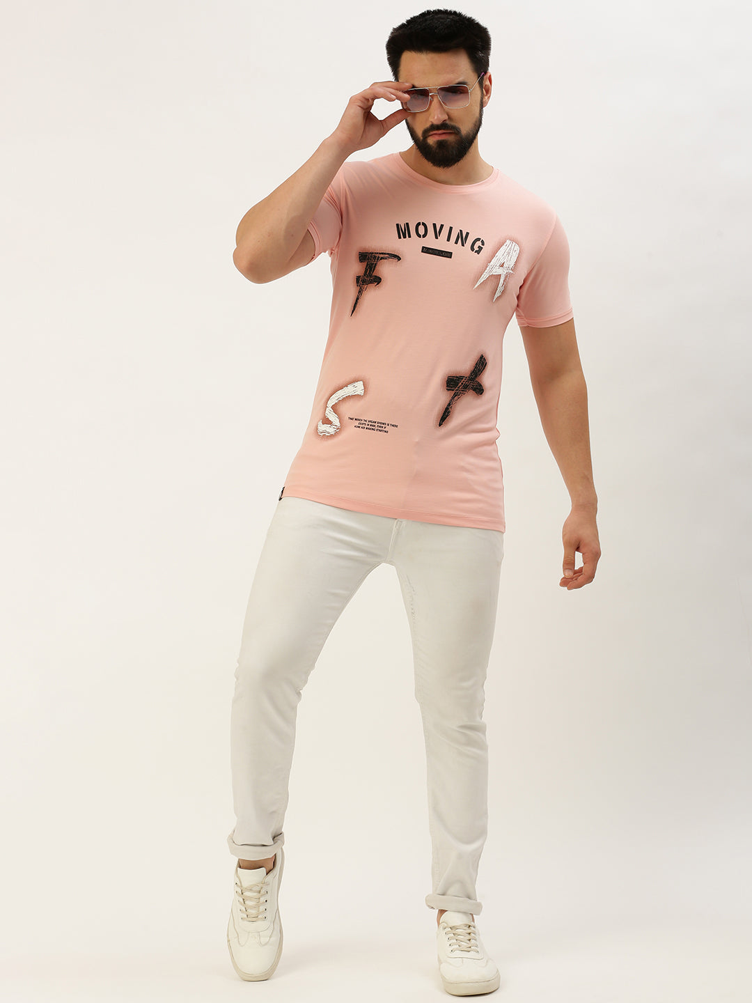 Men Pink Printed T Shirt