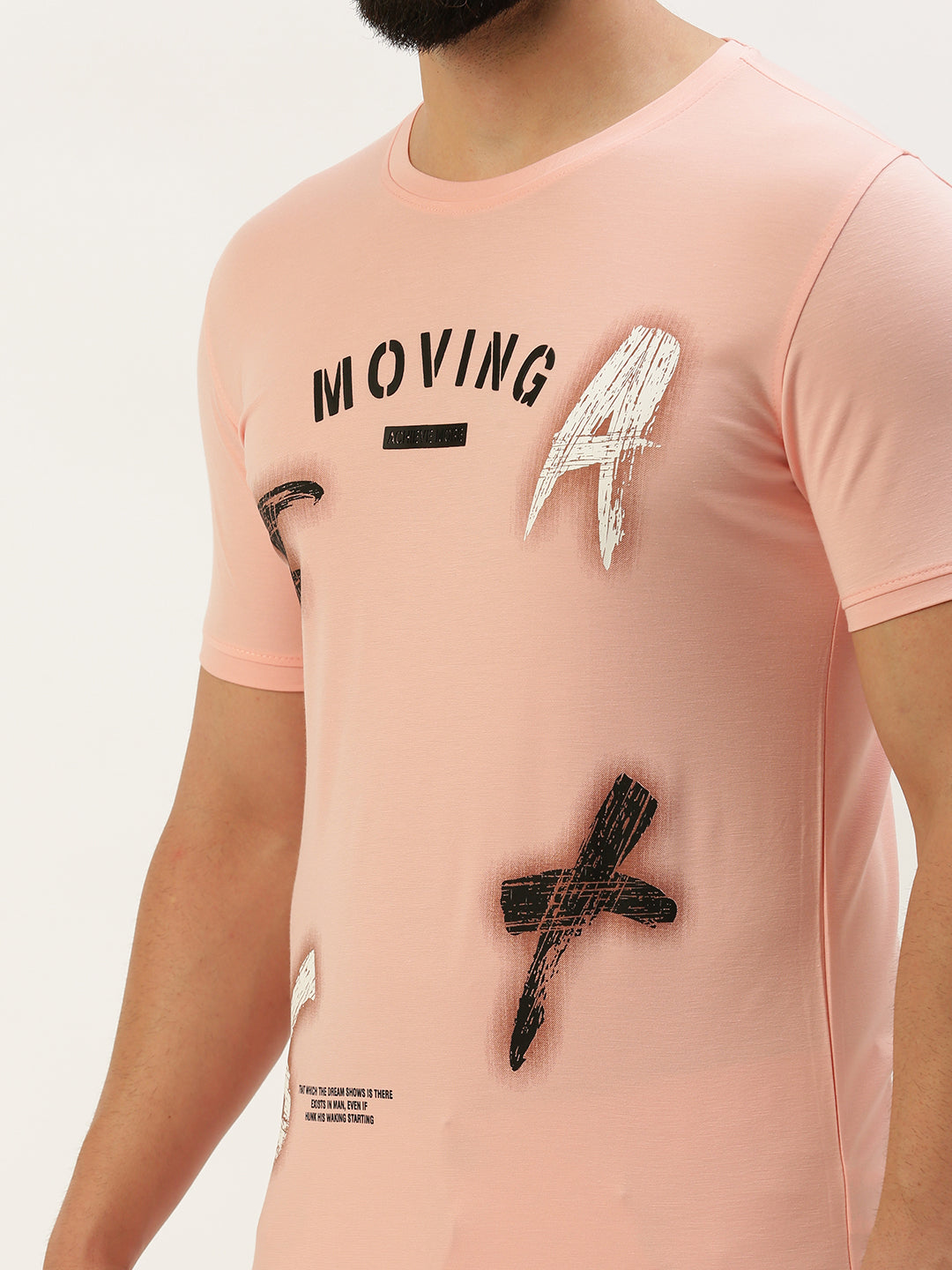 Men Pink Printed T Shirt