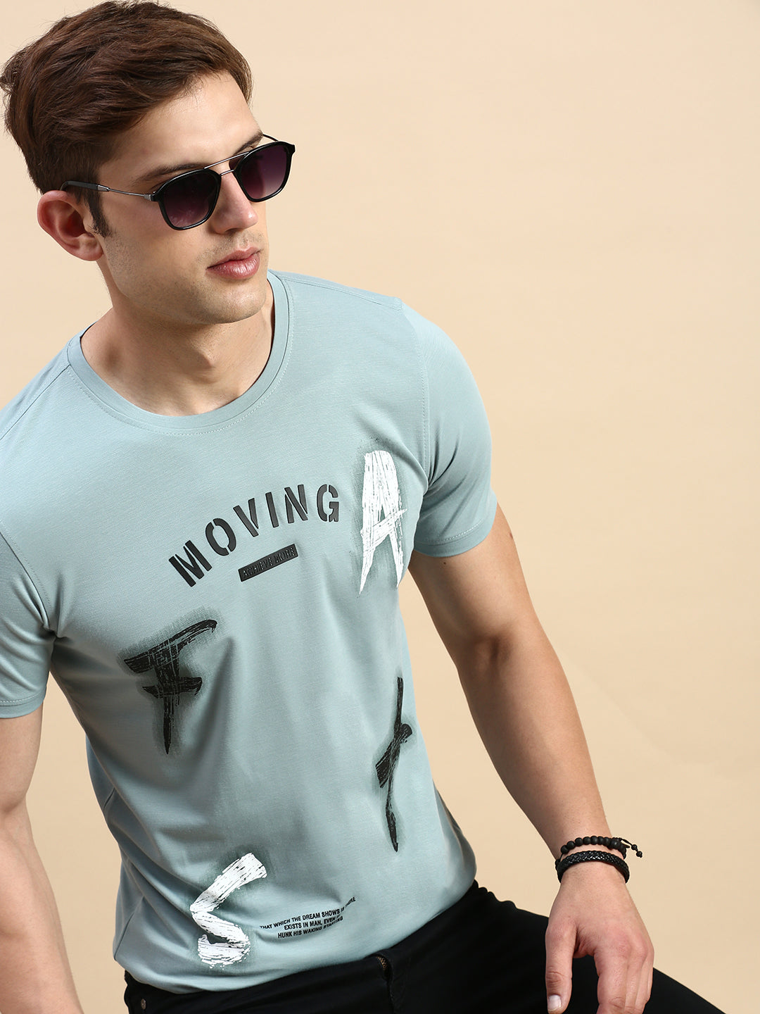 Men Green Printed T Shirt