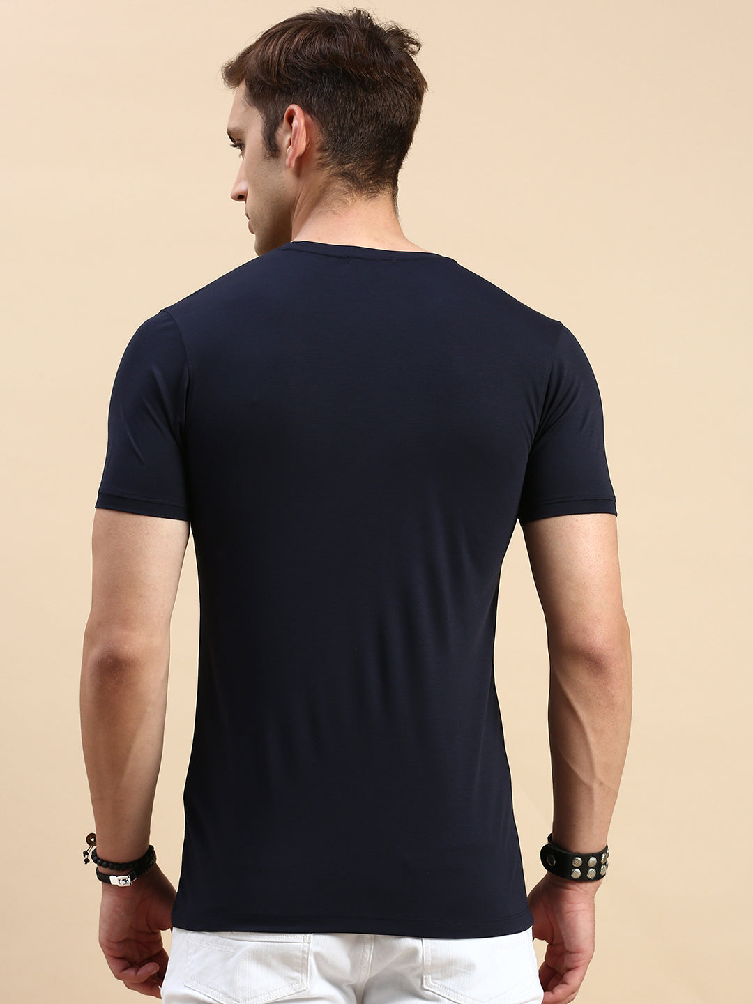 Men Navy Printed T Shirt