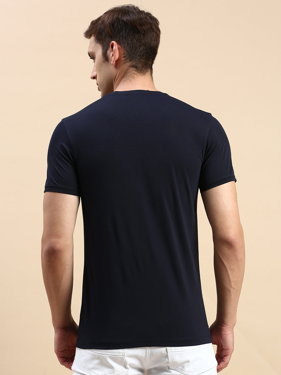 Men Navy Printed T Shirt