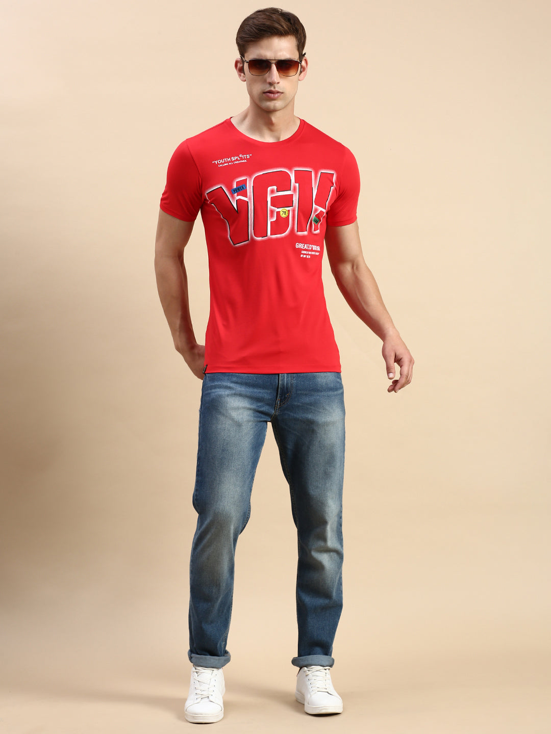 Men Red Printed T Shirt