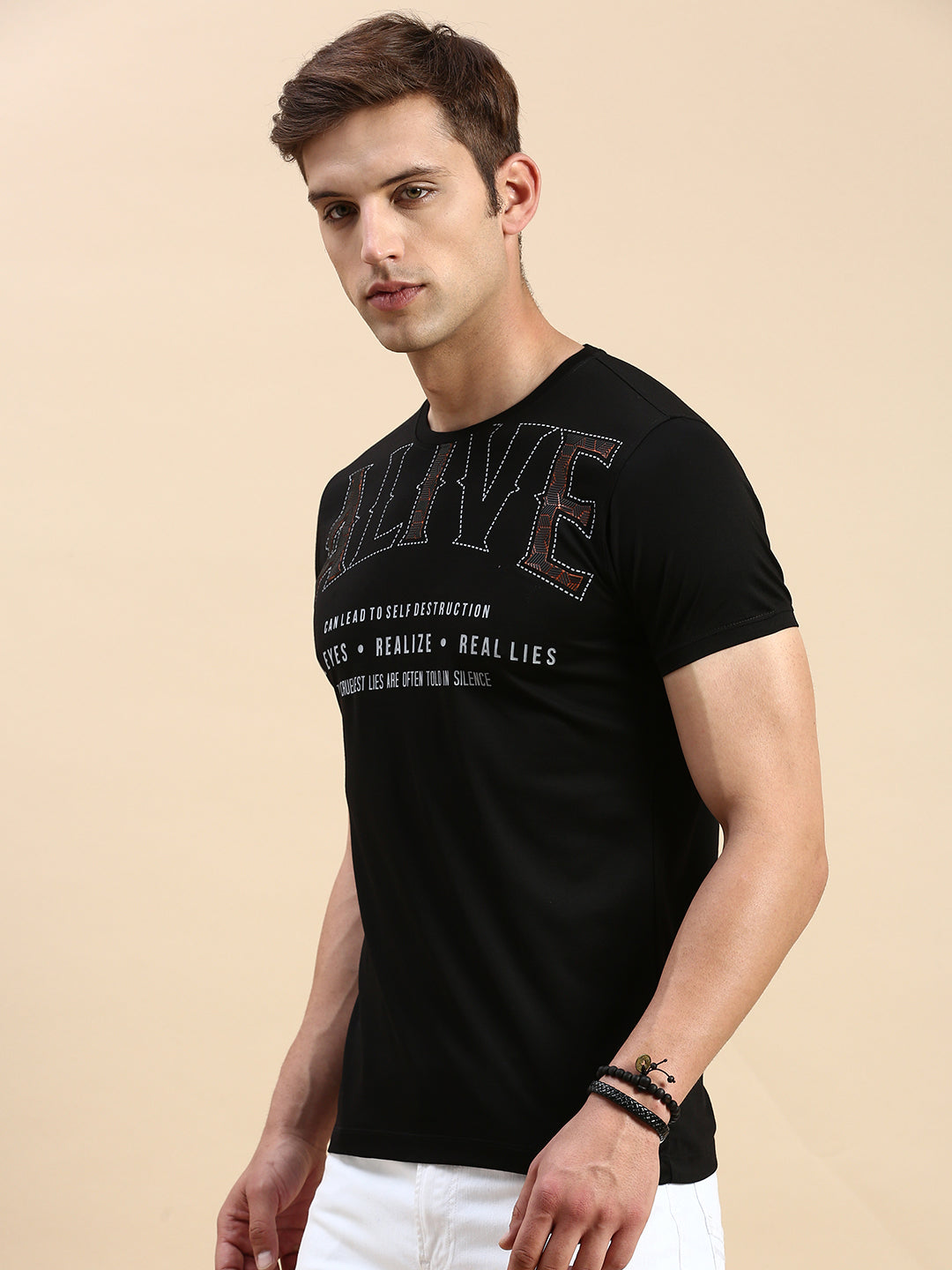 Men Black Printed T Shirt