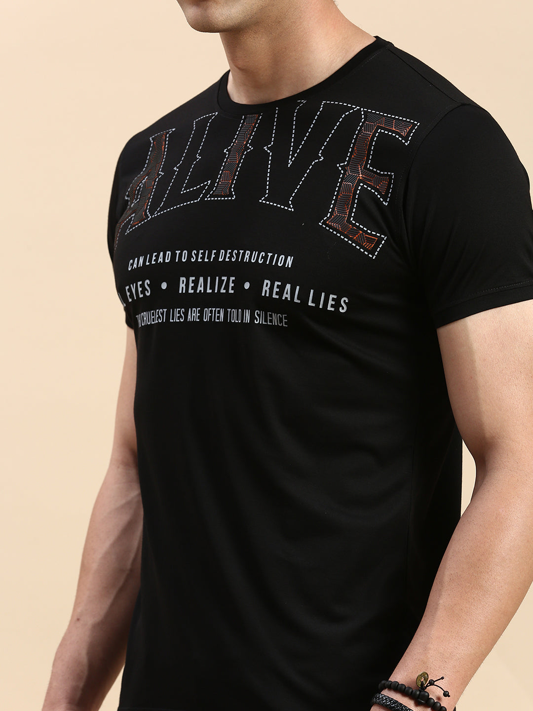 Men Black Printed T Shirt