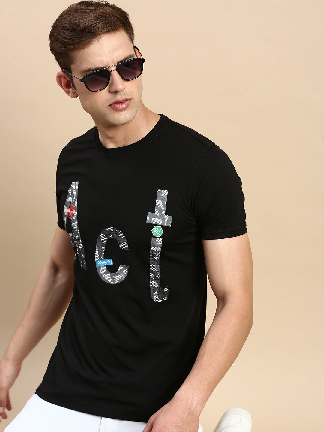 Men Black Printed T Shirt