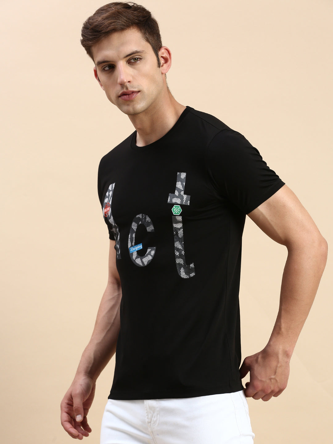 Men Black Printed T Shirt