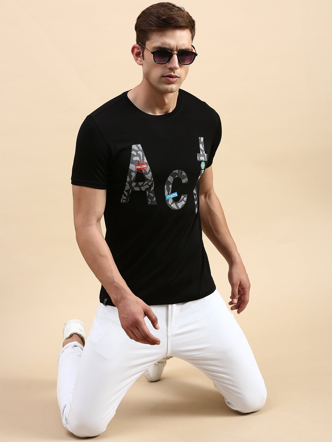 Men Black Printed T Shirt