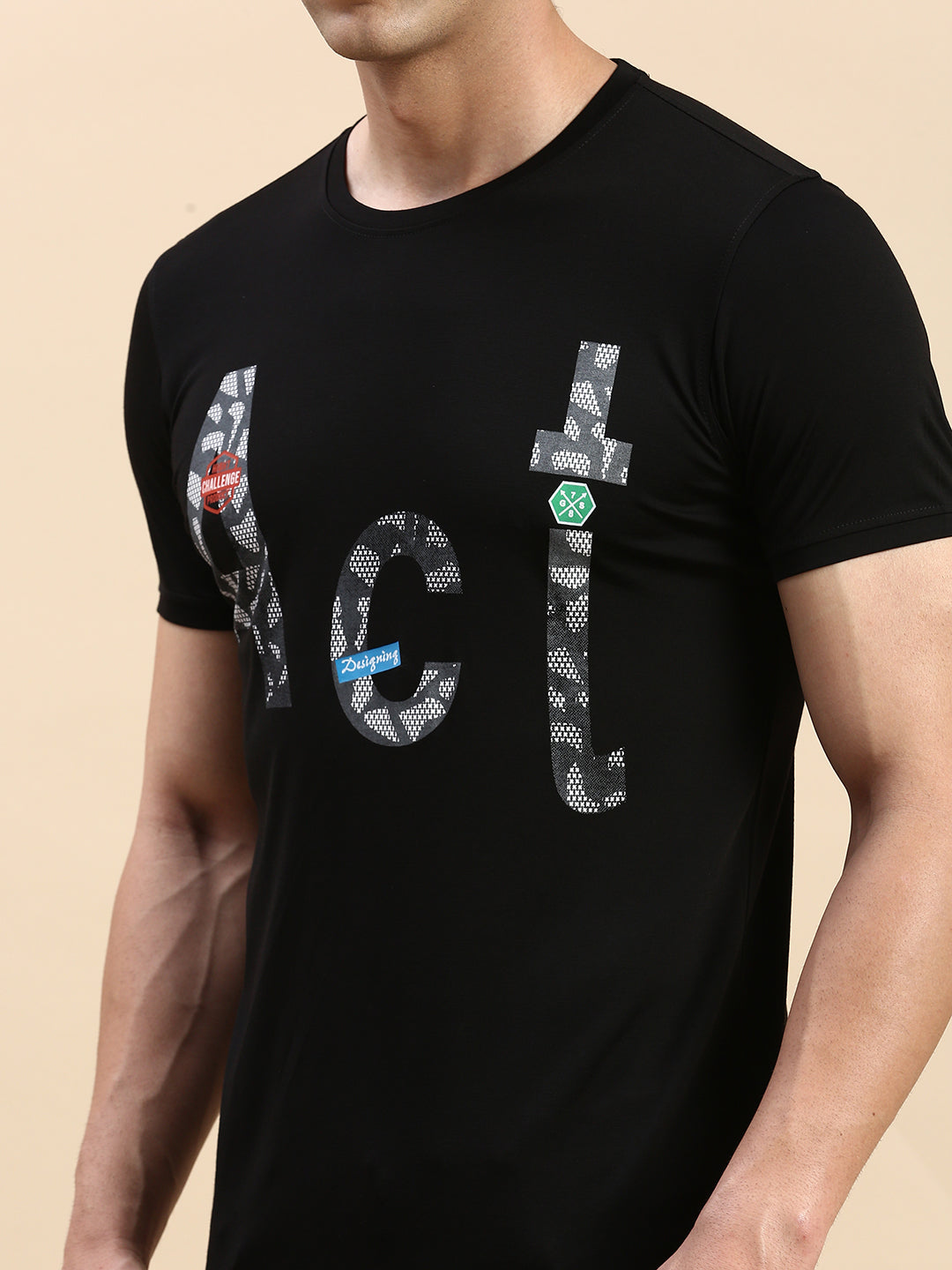 Men Black Printed T Shirt