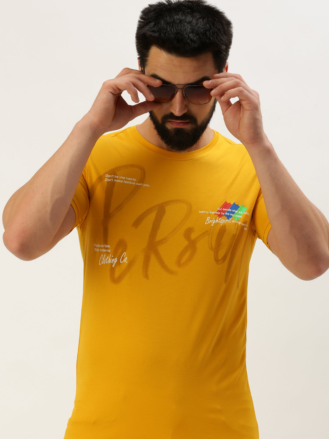 Men Yellow Printed T Shirt