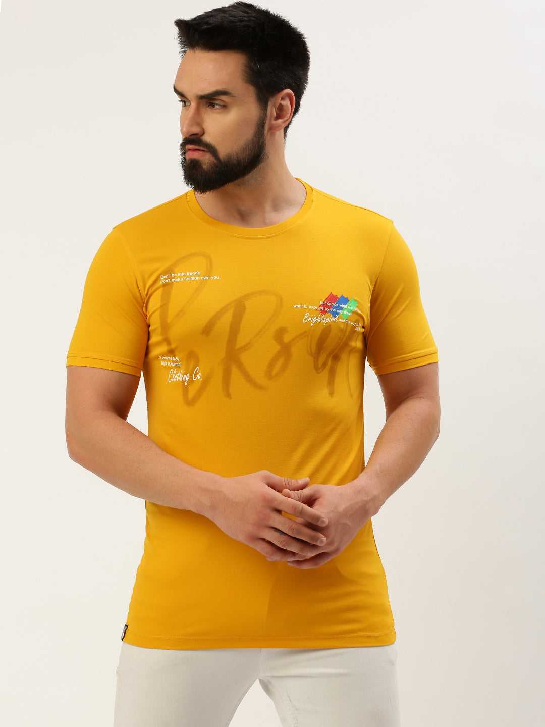 Men Yellow Printed T Shirt