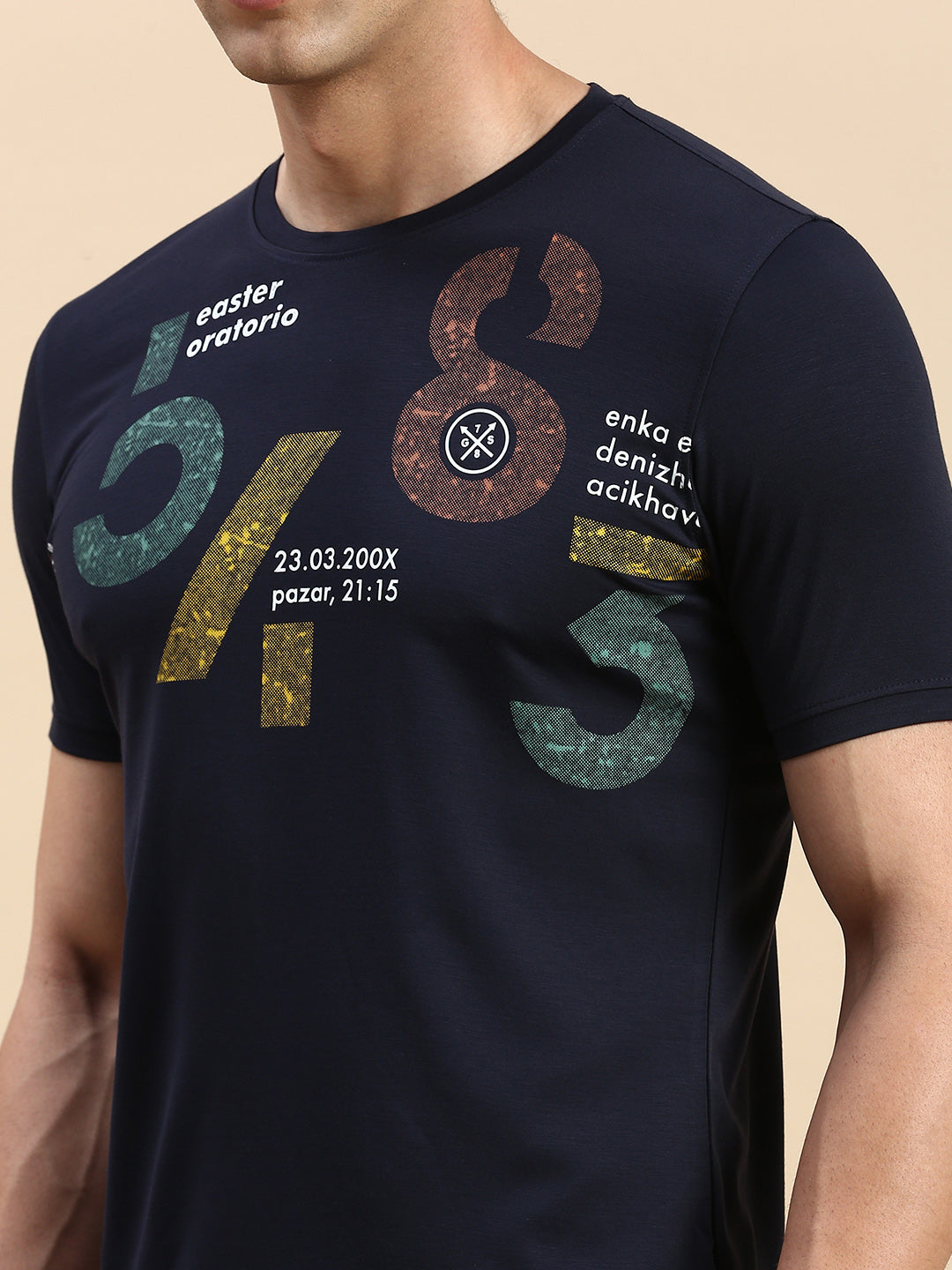 Men Navy Printed T Shirt