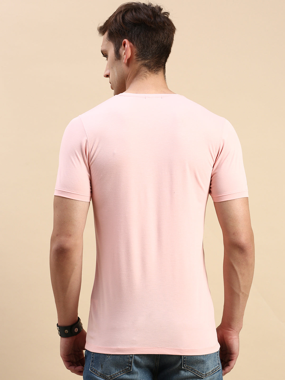 Men Pink Printed T Shirt