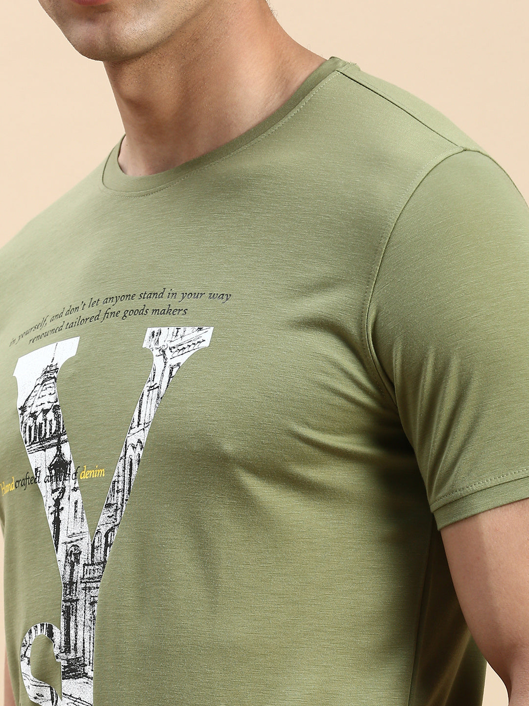 Men Green Printed T Shirt