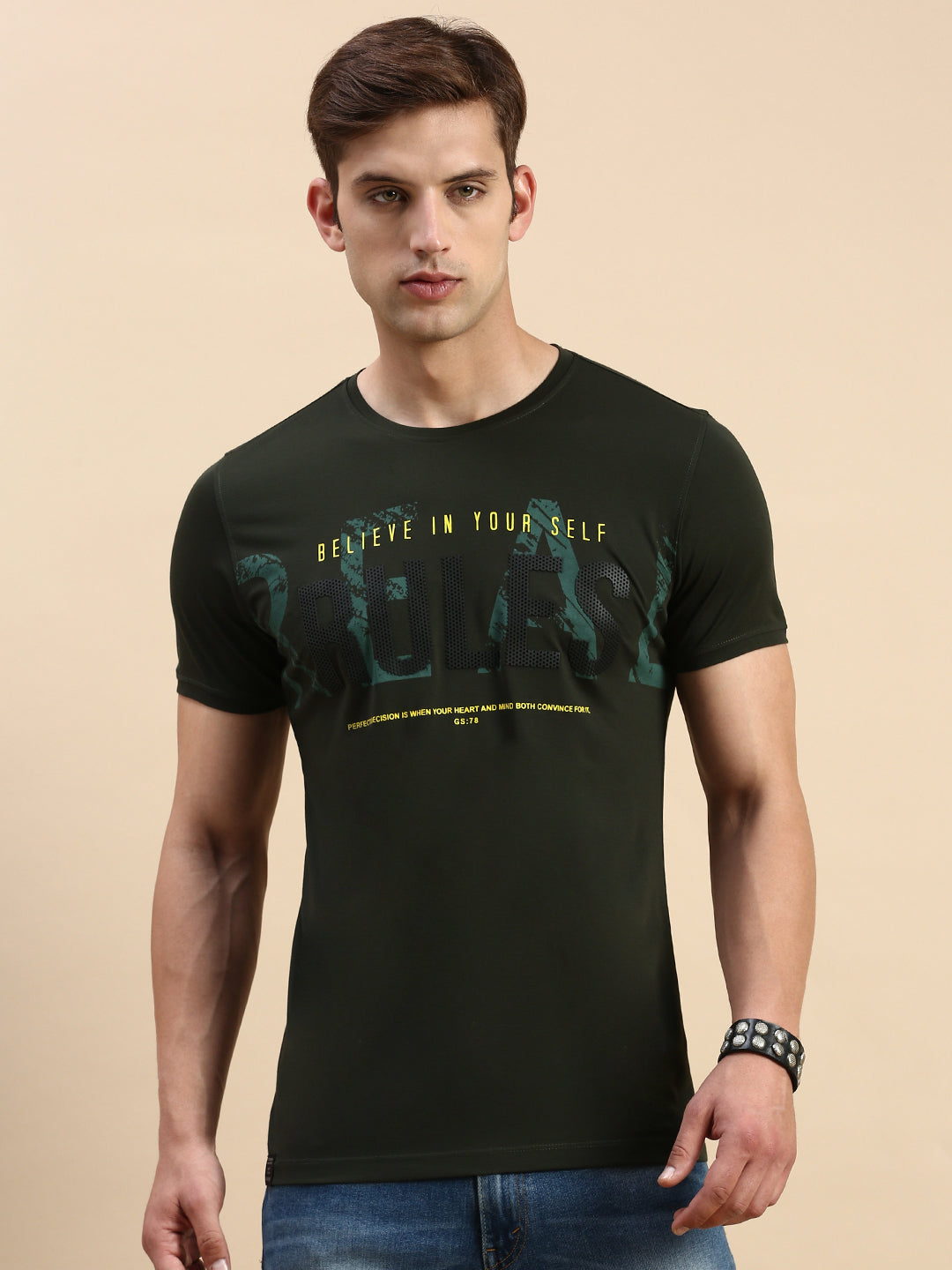 Men Green Printed T Shirt