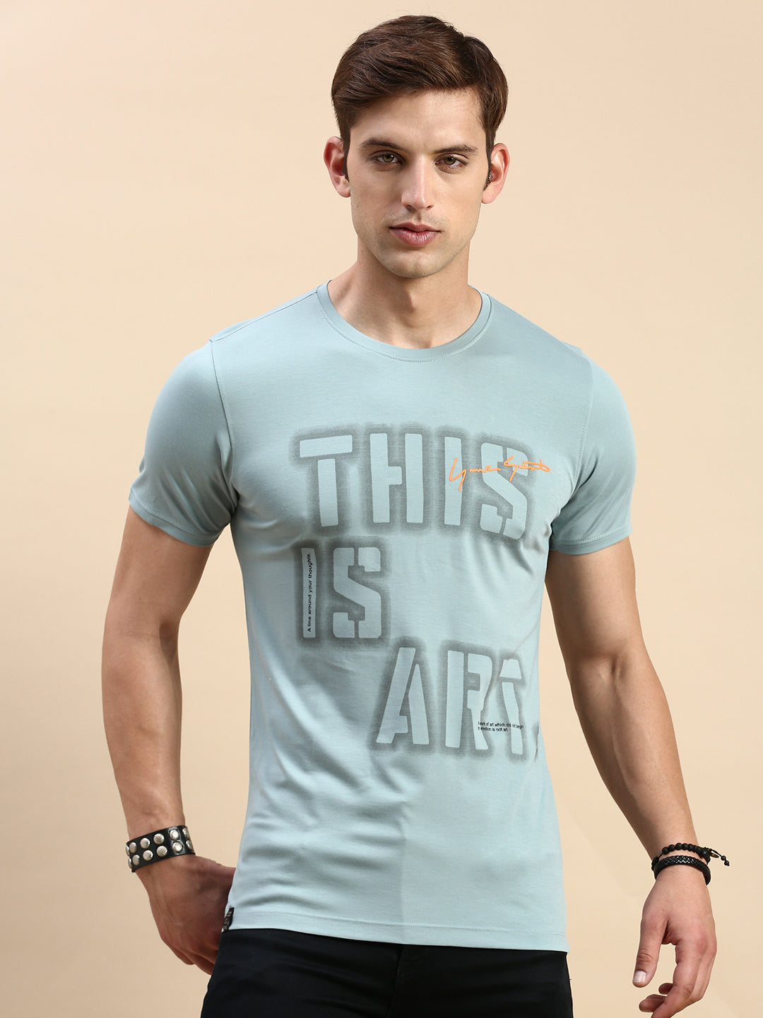 Men Green Printed T Shirt