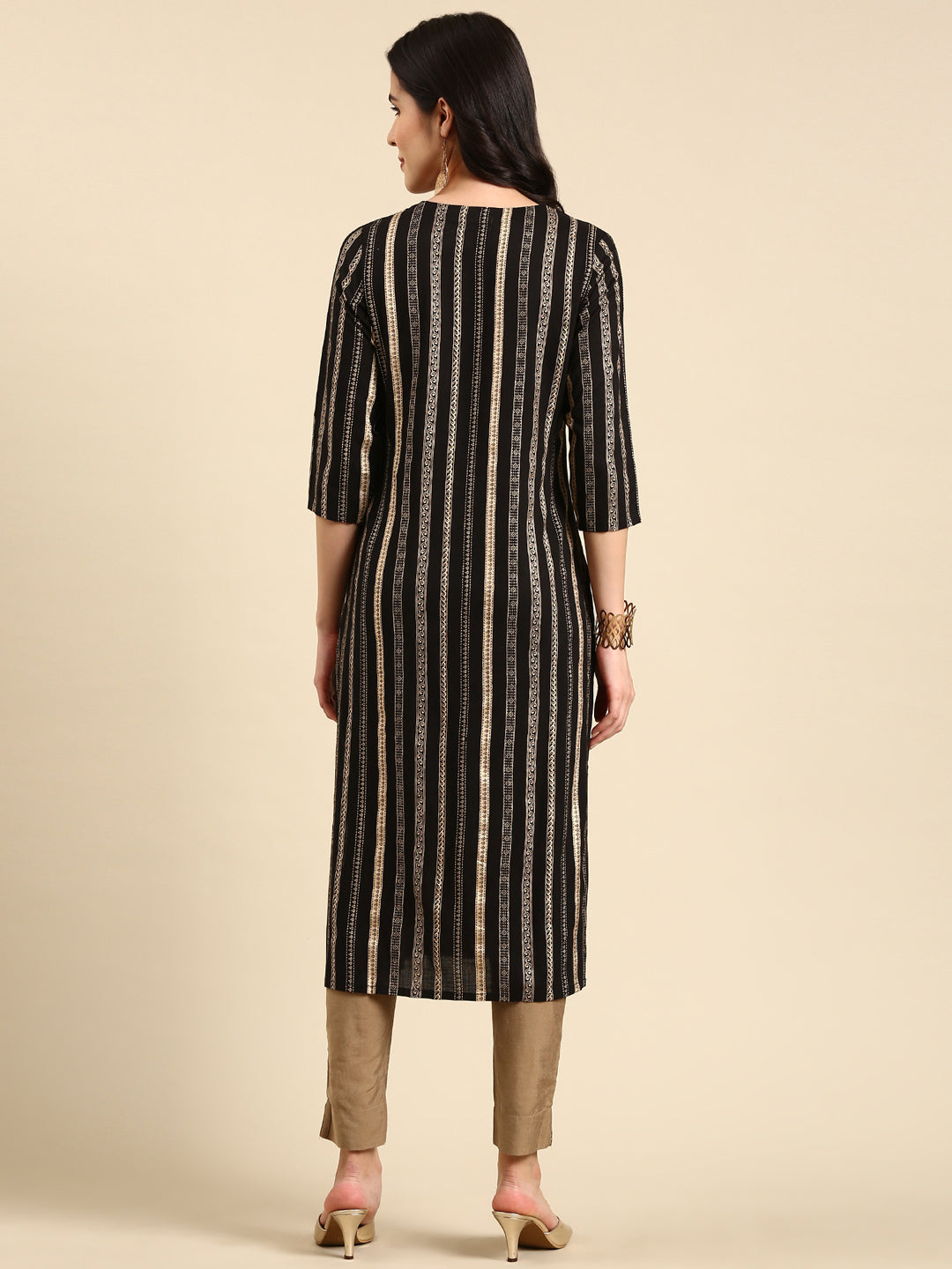 Women's Black Printed Straight Kurta