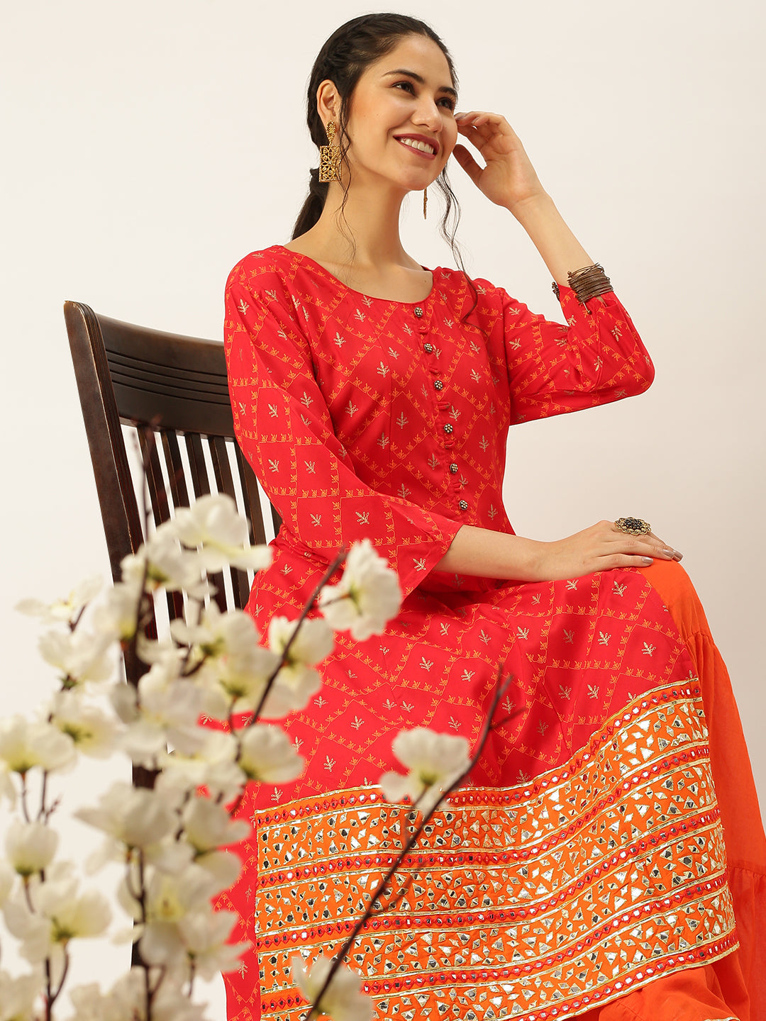 Women's Red Printed Kurta Sets