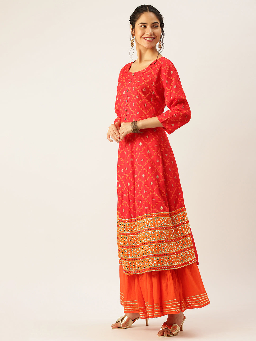 Women's Red Printed Kurta Sets