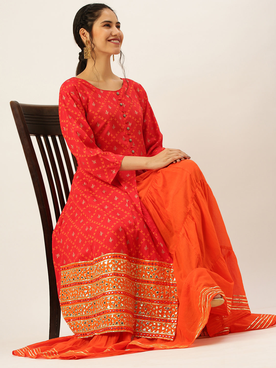 Women's Red Printed Kurta Sets