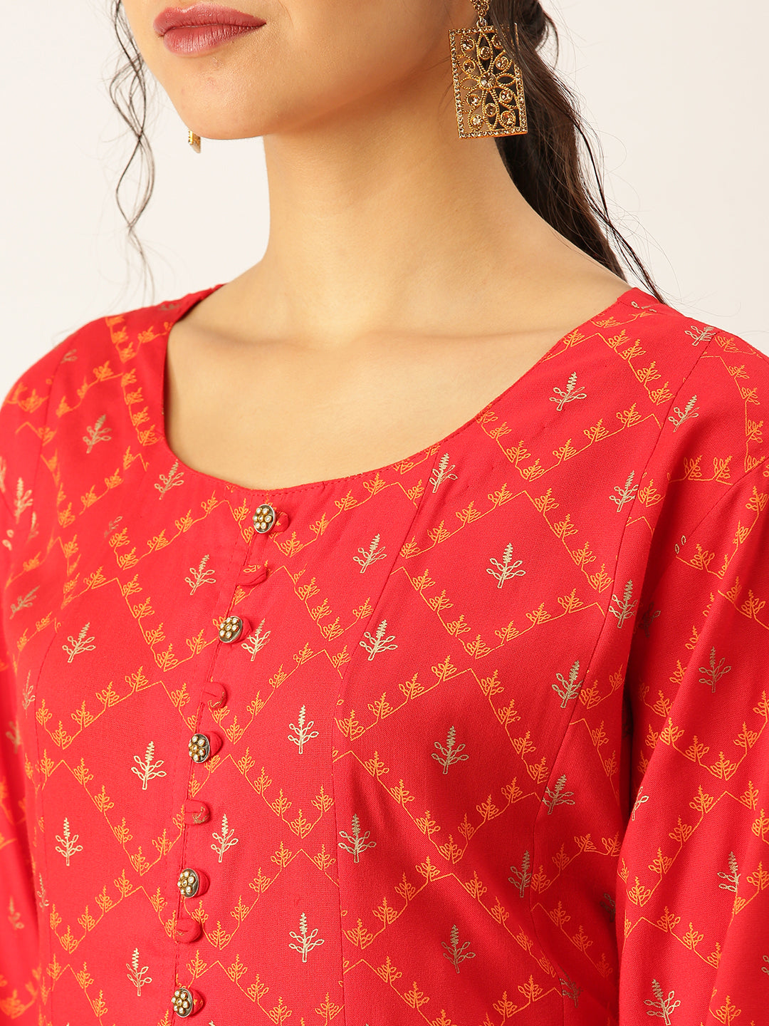 Women's Red Printed Kurta Sets