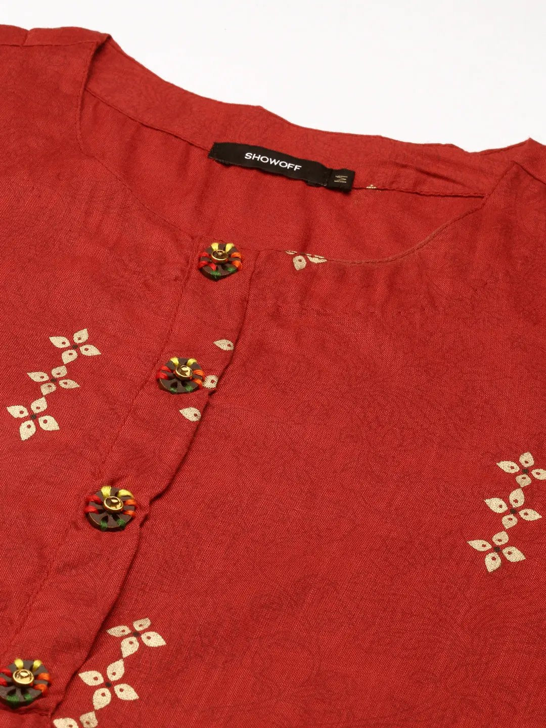 Women's Red Printed Straight Kurta