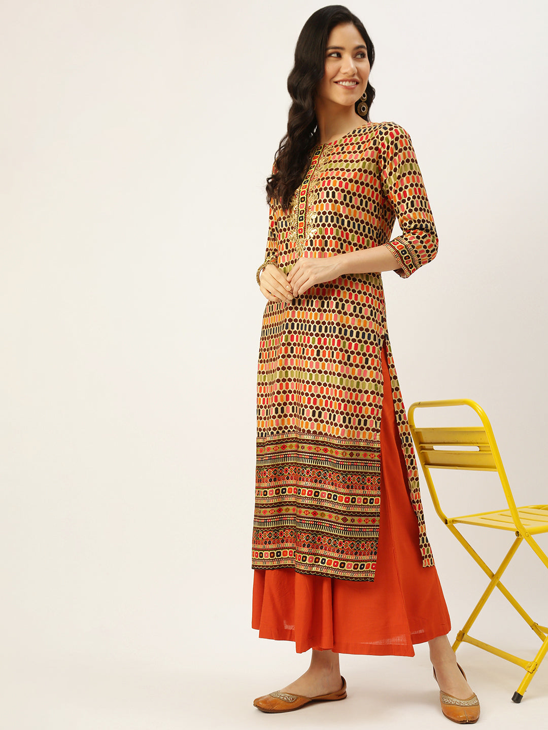 Women's Multicolour Printed Straight Kurtas