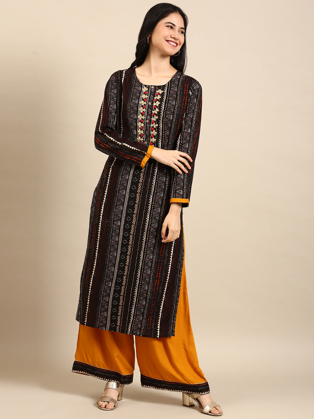 Women's Black Printed Kurta Set