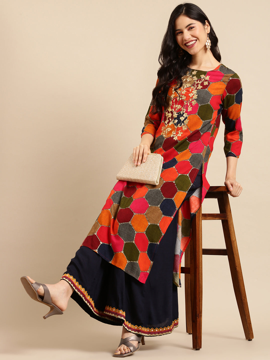 Women's Multi Printed  Kurta Set