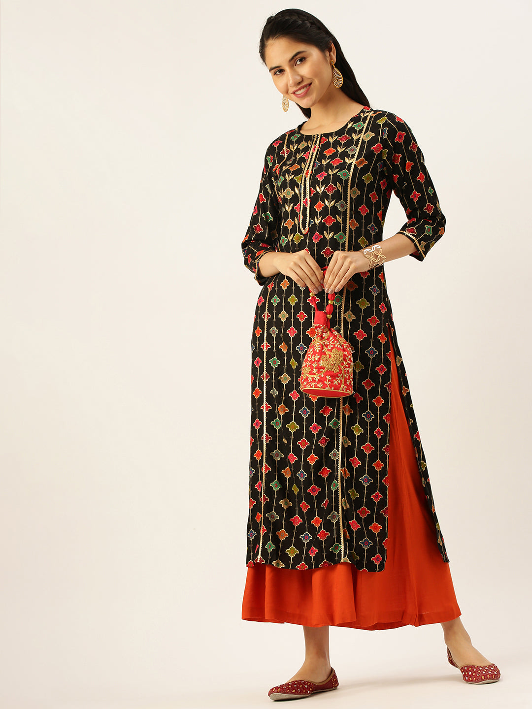 Women's Black Printed Kurta Sets