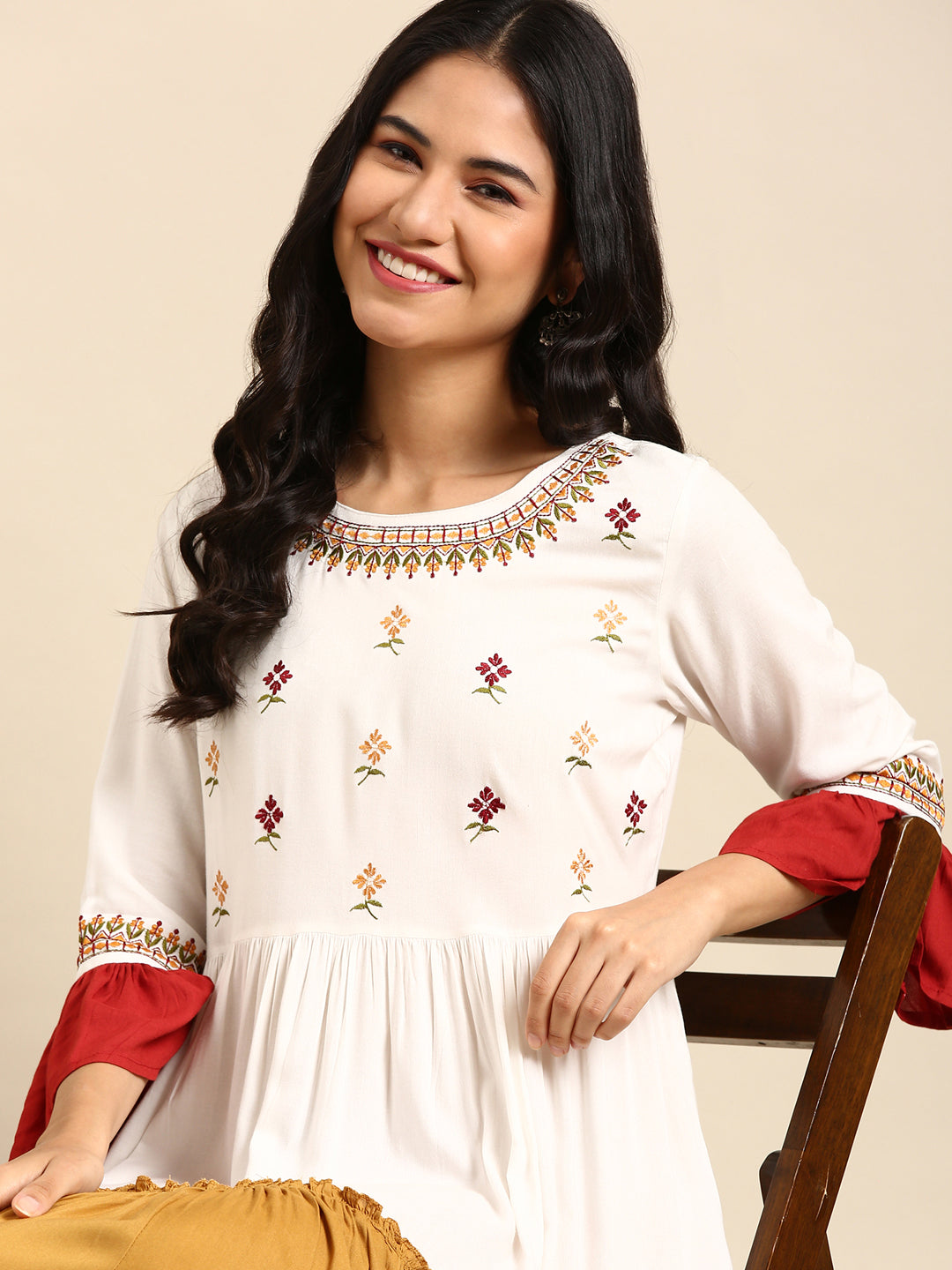 Women's Multicolour Solid Anarkali Kurta