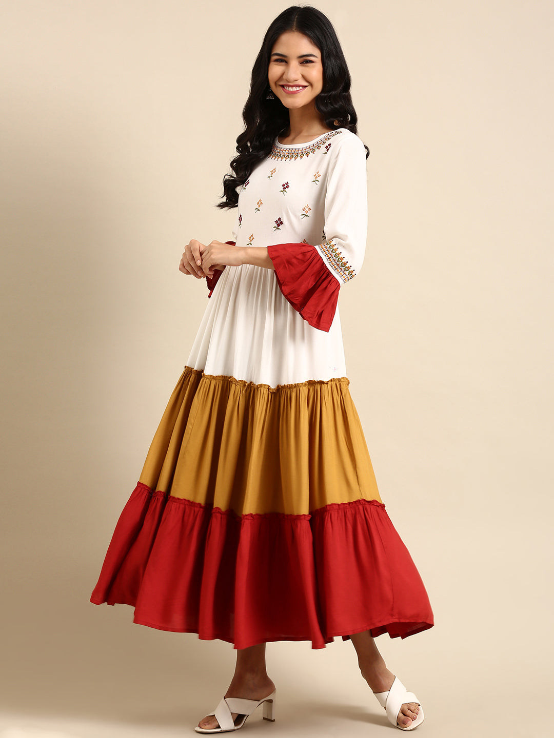 Women's Multicolour Solid Anarkali Kurta