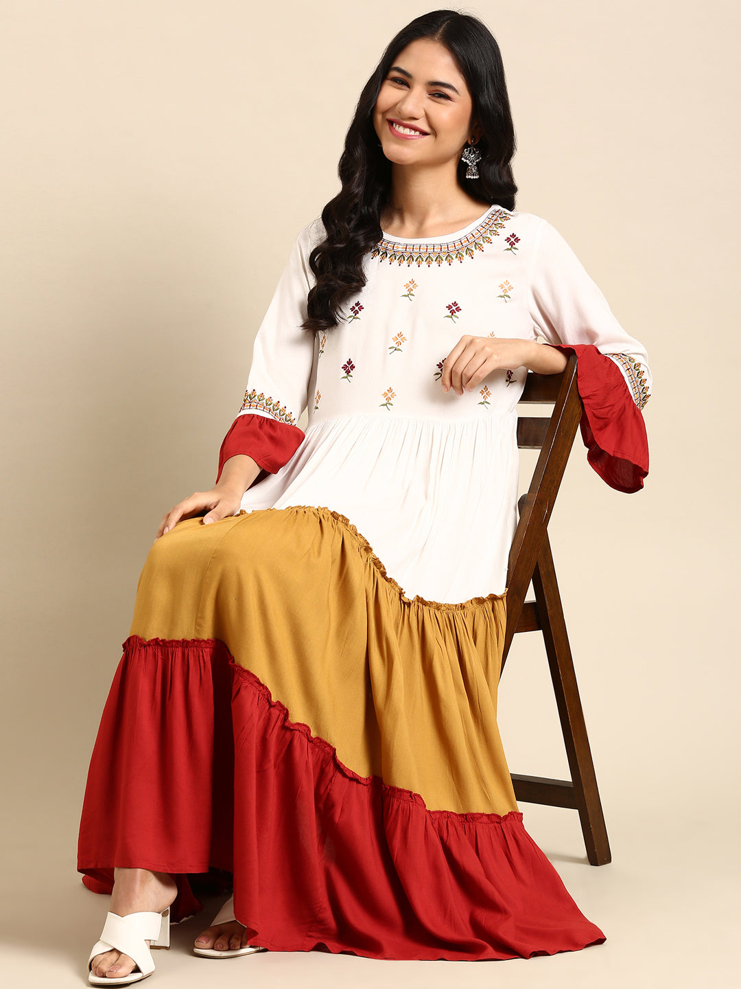 Women's Multicolour Solid Anarkali Kurta