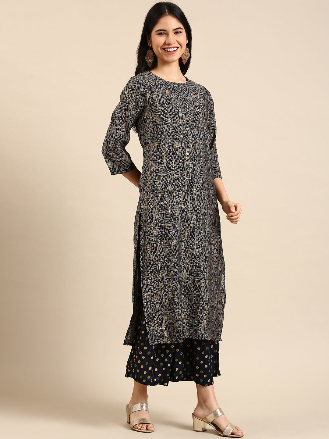 Women's Blue Printed Kurta Set