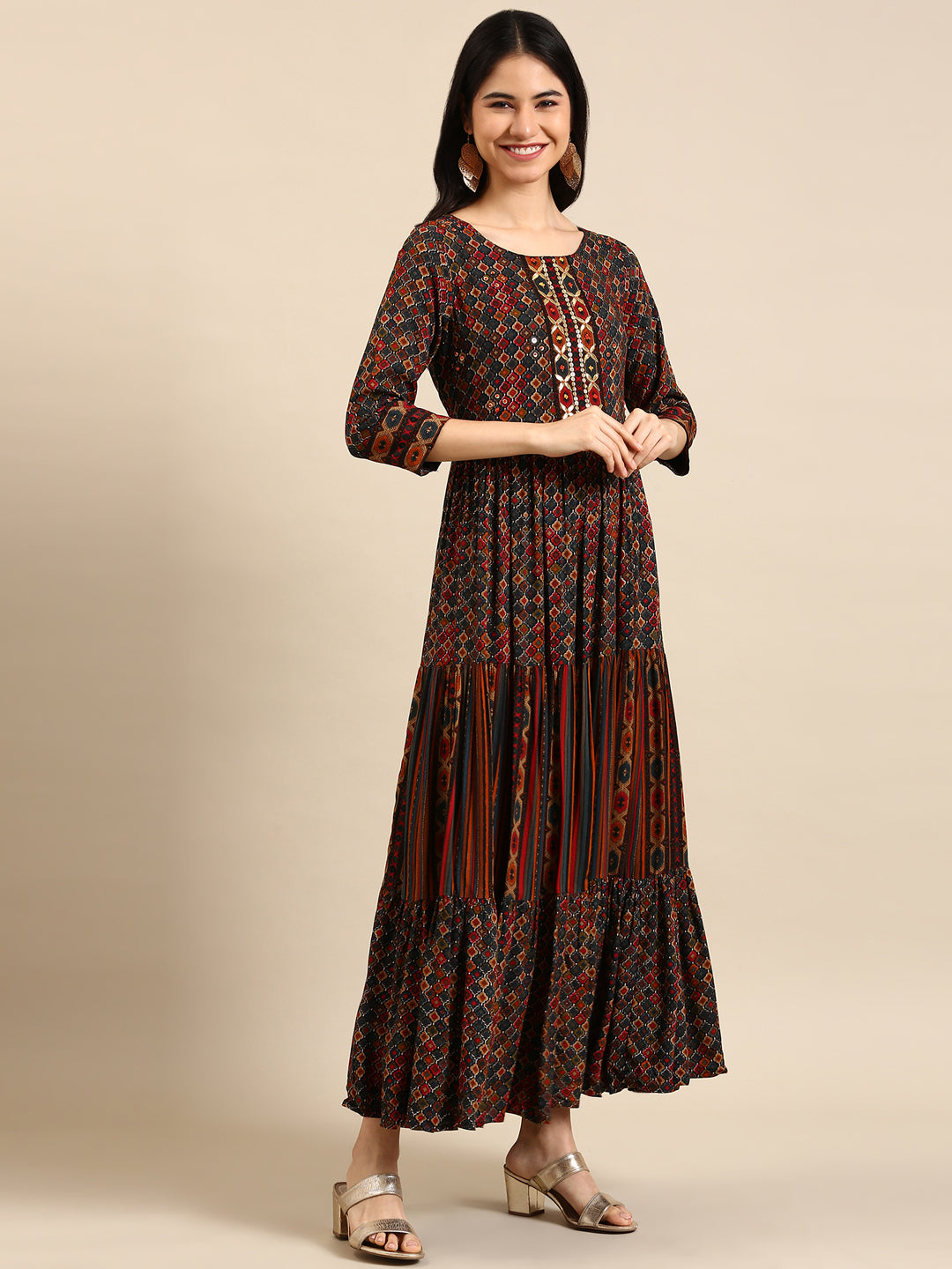 Women's Multicolour Printed Anarkali Kurta