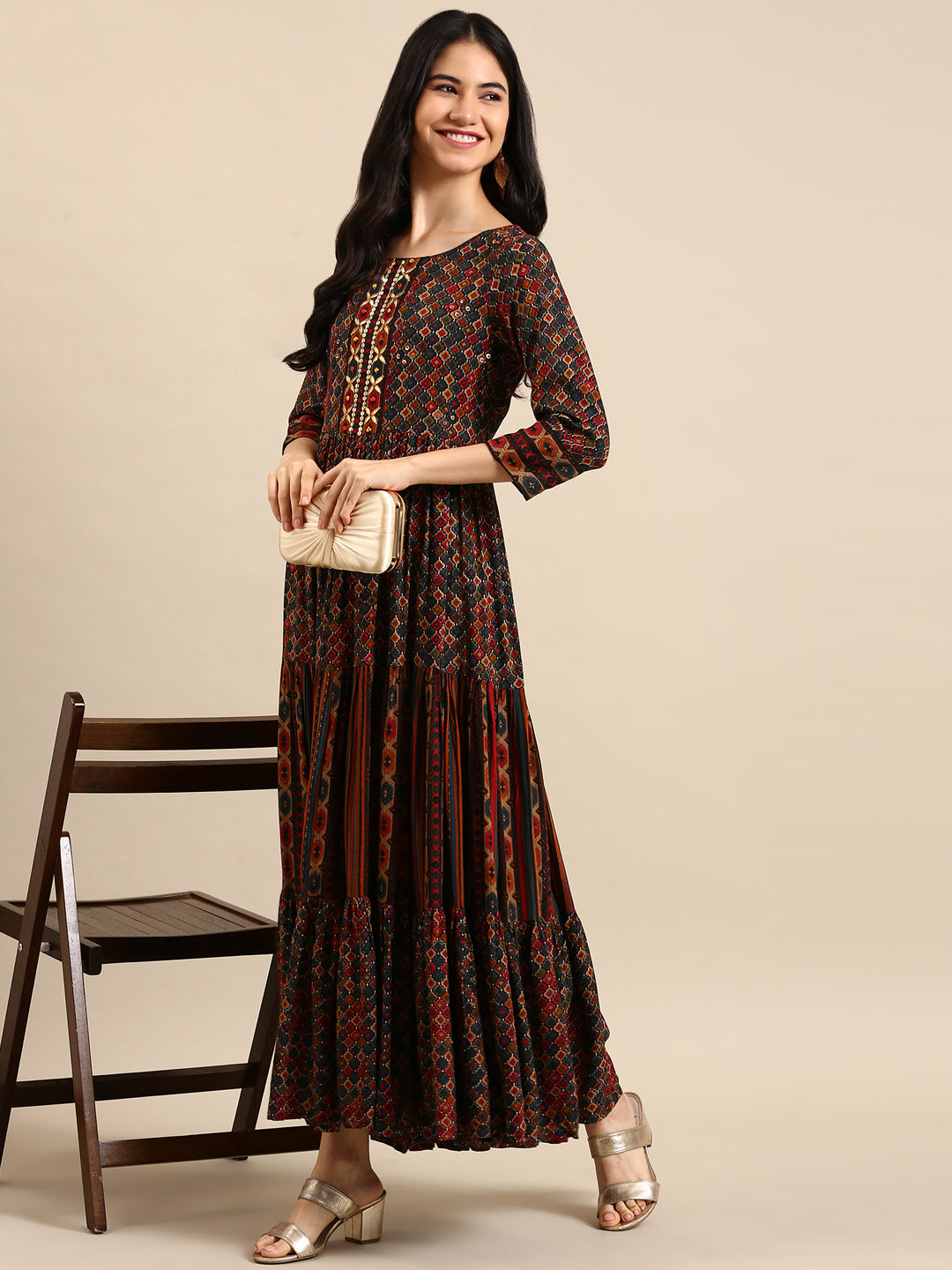 Women's Multicolour Printed Anarkali Kurta