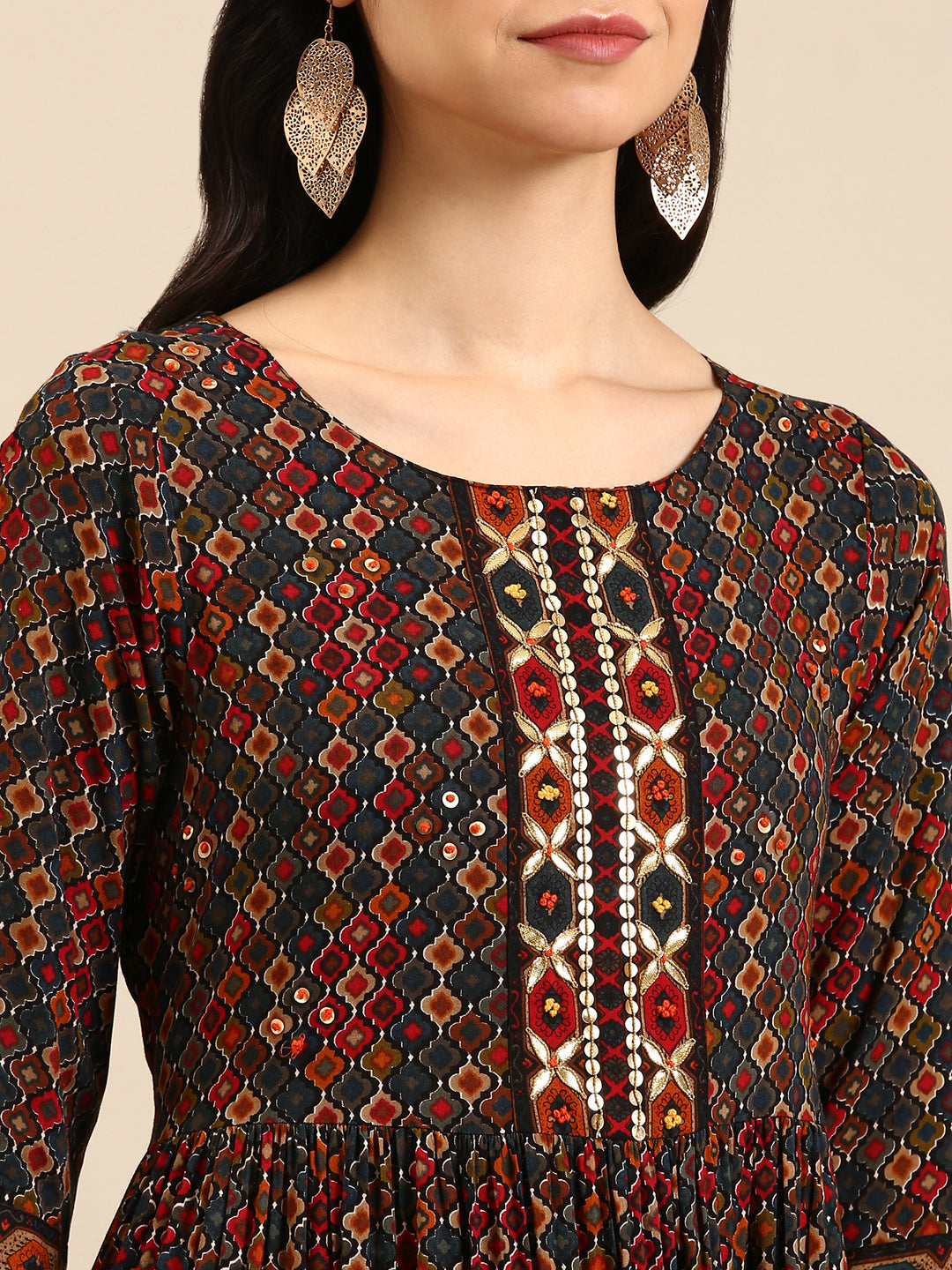 Women's Multicolour Printed Anarkali Kurta