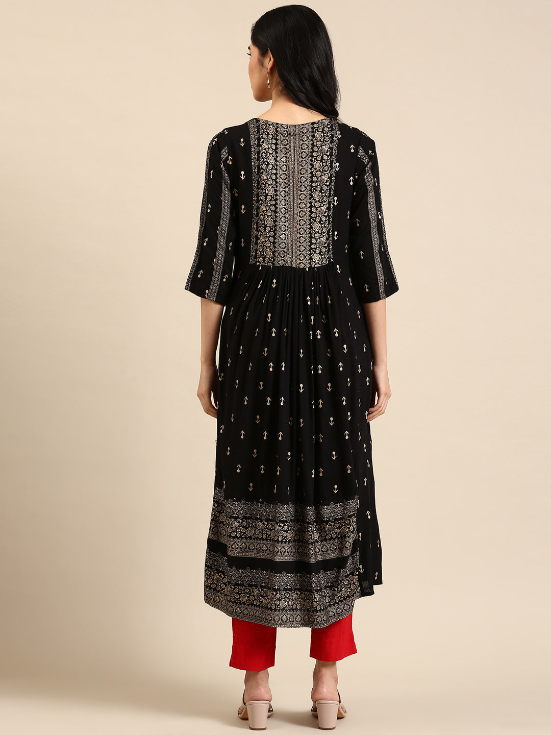 Women's Black Printed Anarkali Kurta