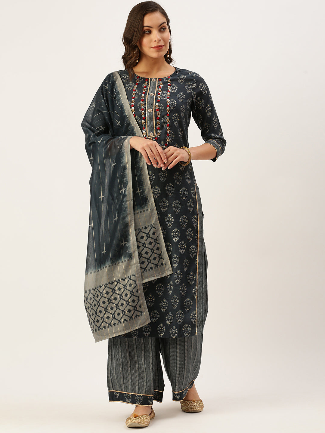 Women's Blue Printed Kurta Sets